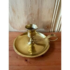 Vintage Solid Brass Chamber Style Taper Candlestick Holder Made in Japan